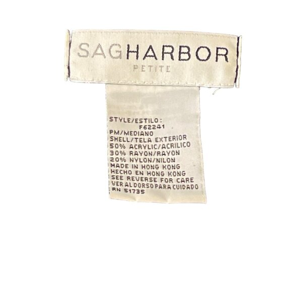 Sag Harbor Faux Sweater Set Size Medium Petite Black White Stripe - Picture 5 of 6
